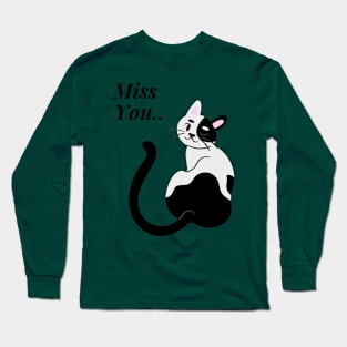 Cute White & Black Cat Long Sleeve T-Shirt